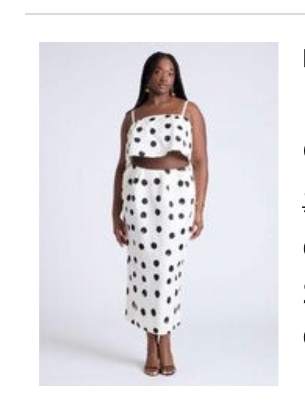 Eloquii Polka Dot Column Skirt & Matching Cropped Bubble Top with Black Polka Do